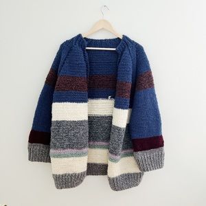 Vintage Hand knit Multi Colour Block Sweater L/XL